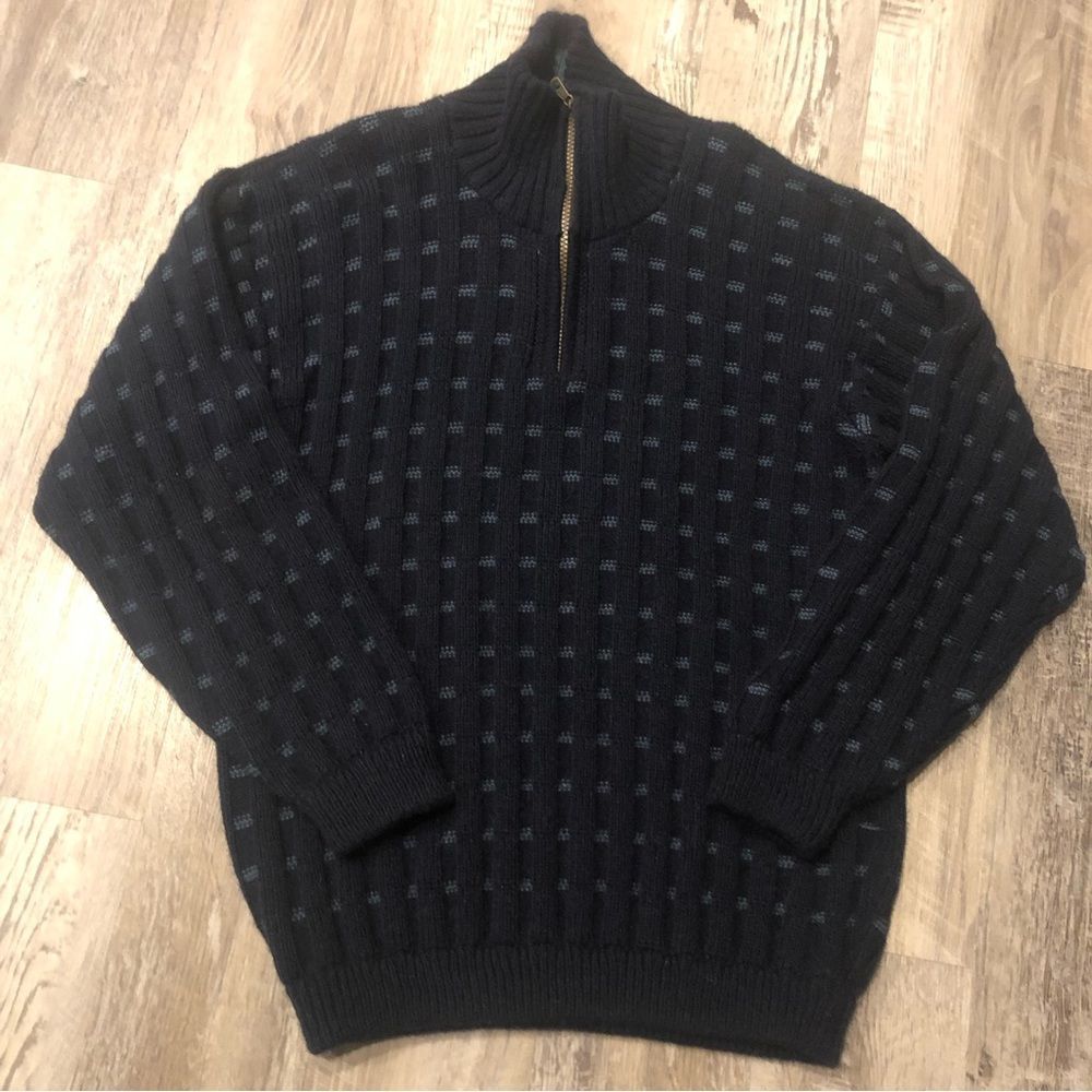 ARTESANIAS YLATEX Men’s Alpaca Sweater Size Small Pullover 1/4 Zip Chunky
